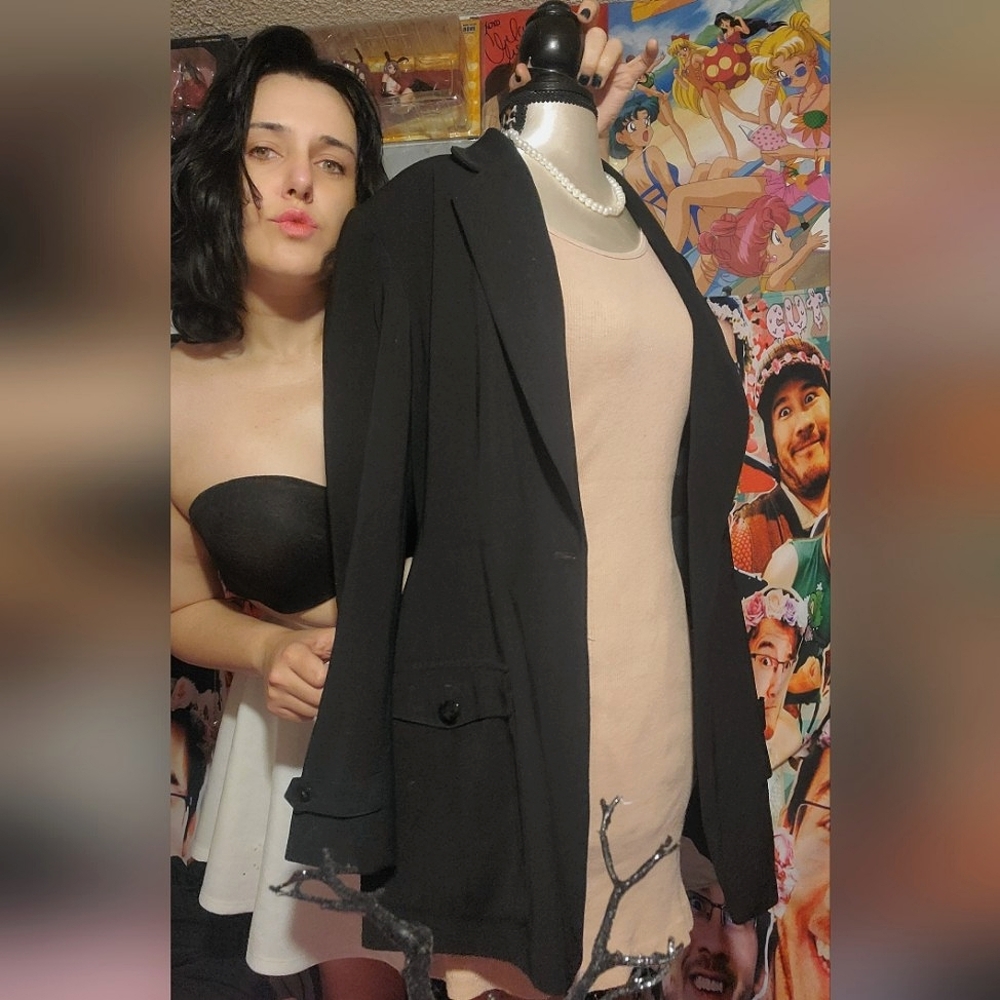 Black blazer jacket tie coat